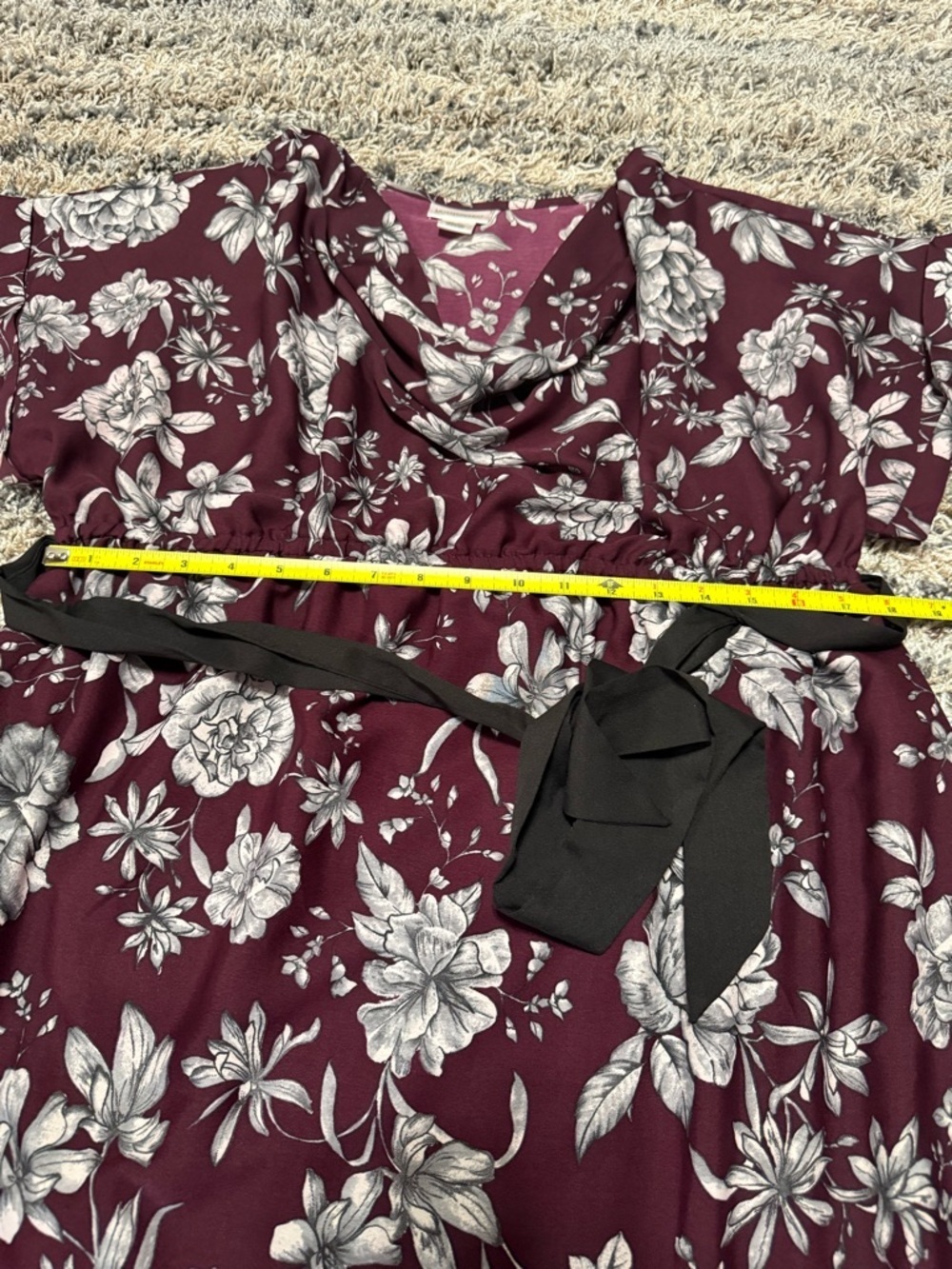 Motherhood Maternity Burgundy Floral Dress with Black Accents - Picture 4 of 9